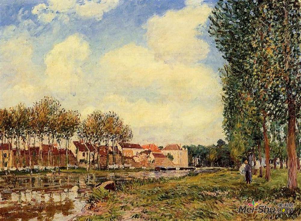 阿尔弗莱德·西斯莱(Alfred Sisley)高清作品《晨风中的银行》