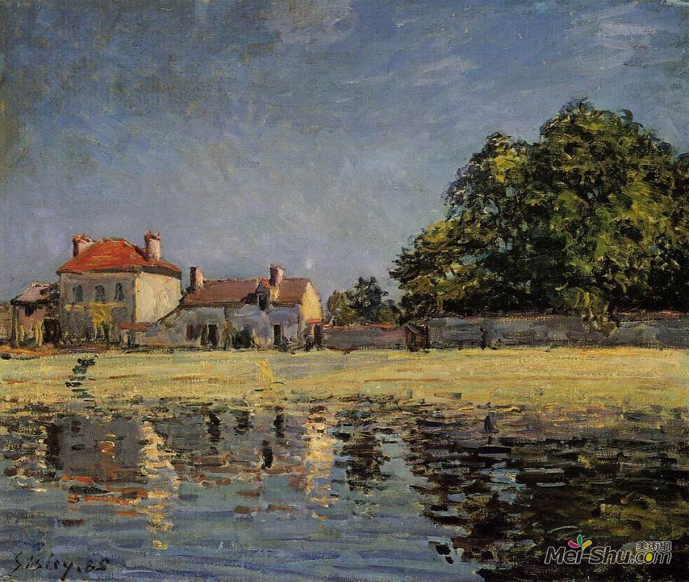 阿尔弗莱德·西斯莱(Alfred Sisley)高清作品《Banks of the Loing, Saint Mammes》