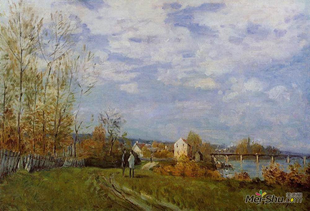 阿尔弗莱德·西斯莱(Alfred Sisley)高清作品《布吉瓦尔塞纳河畔》