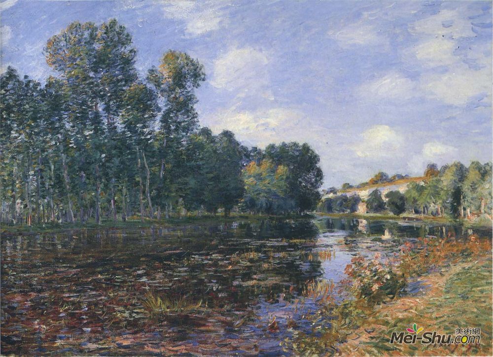 阿尔弗莱德·西斯莱(Alfred Sisley)高清作品《夏日江河弯弯》