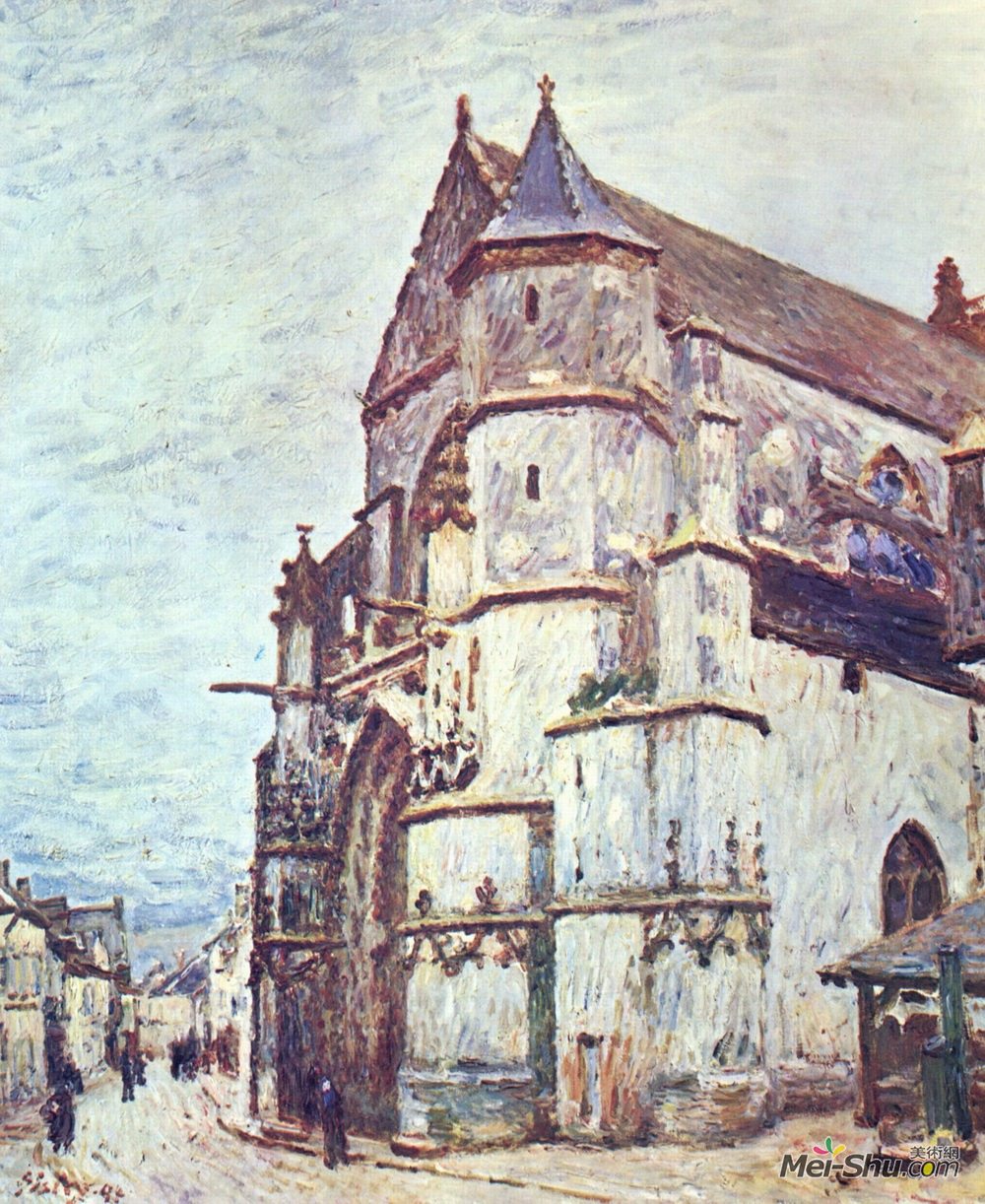 阿尔弗莱德·西斯莱(Alfred Sisley)高清作品《雨后莫雷特教堂》