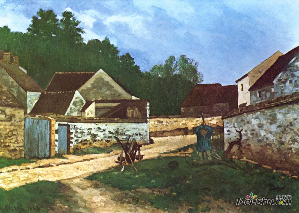 阿尔弗莱德·西斯莱(Alfred Sisley)高清作品《Dorfstrasse in Marlotte》