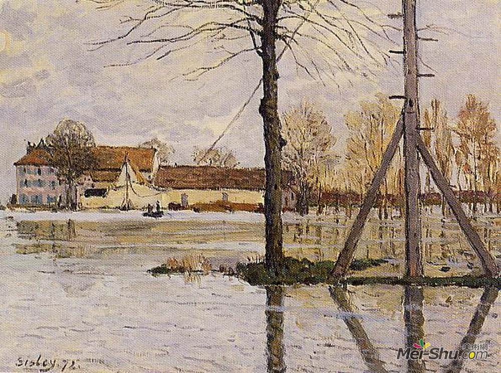 阿尔弗莱德·西斯莱(Alfred Sisley)高清作品《洪水泛滥到渡河》