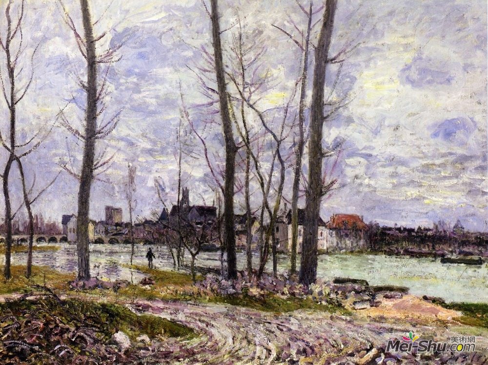阿尔弗莱德·西斯莱(Alfred Sisley)高清作品《滨海莫里特洪水》