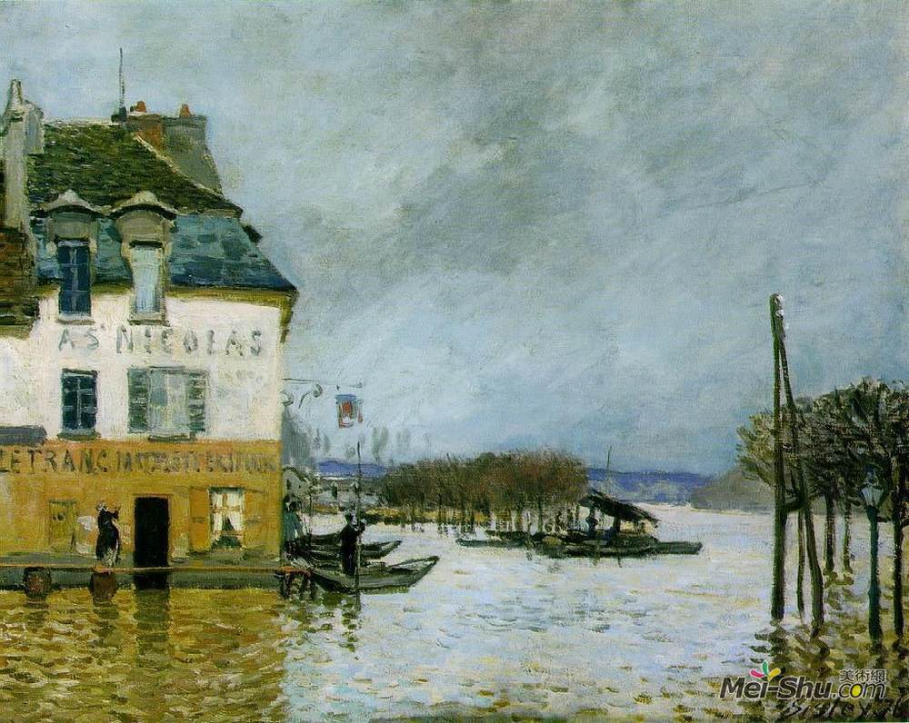 阿尔弗莱德·西斯莱(Alfred Sisley)高清作品《马里港洪水》