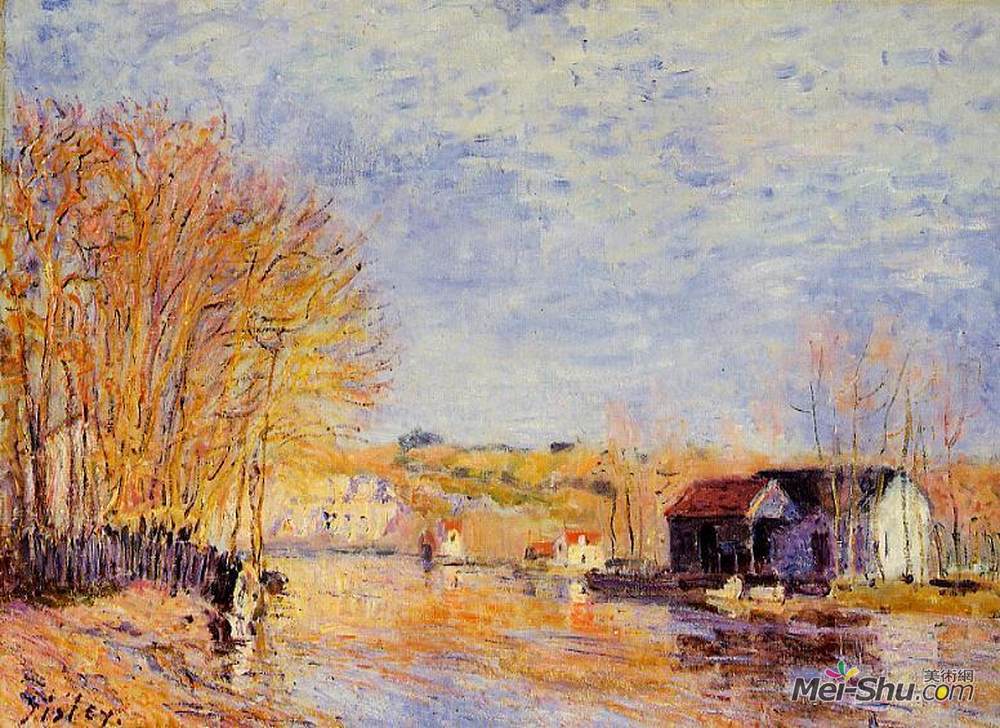 阿尔弗莱德·西斯莱(Alfred Sisley)高清作品《莫雷特河畔的高水位》