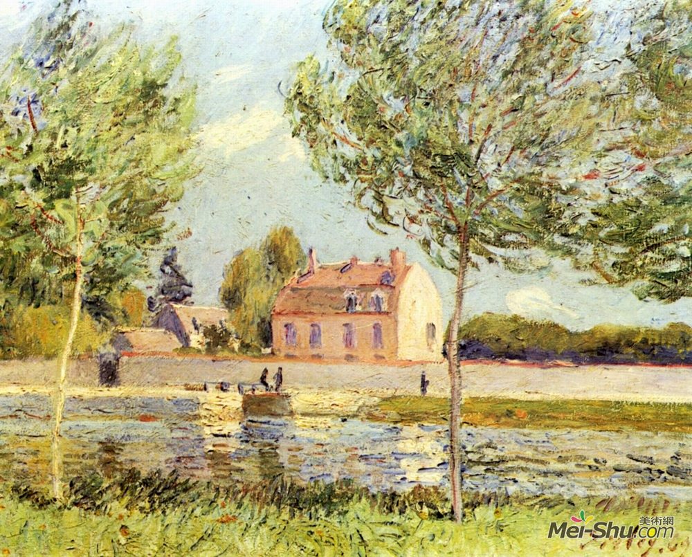 阿尔弗莱德·西斯莱(Alfred Sisley)高清作品《1号银行的房子》