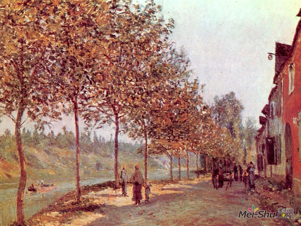 阿尔弗莱德·西斯莱(Alfred Sisley)高清作品《Morning in June (Saint Mammes et les Coteaux de la Celle)》