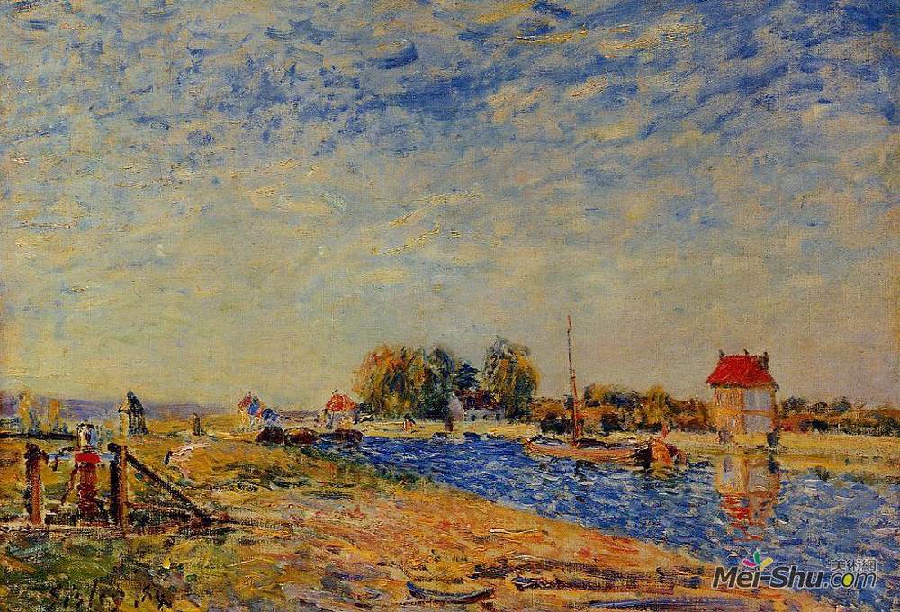 阿尔弗莱德·西斯莱(Alfred Sisley)高清作品《Morning Sun, Saint Mammes》