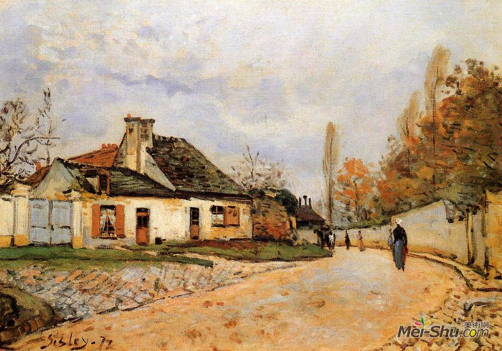 阿尔弗莱德·西斯莱(Alfred Sisley)高清作品《邻域街在预订（街村（邻居》