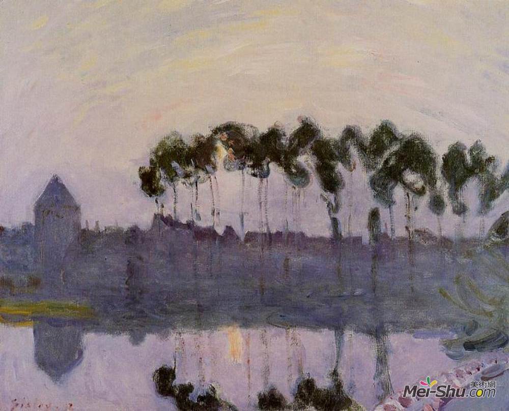 阿尔弗莱德·西斯莱(alfred sisley)高清作品《setting sun at moret