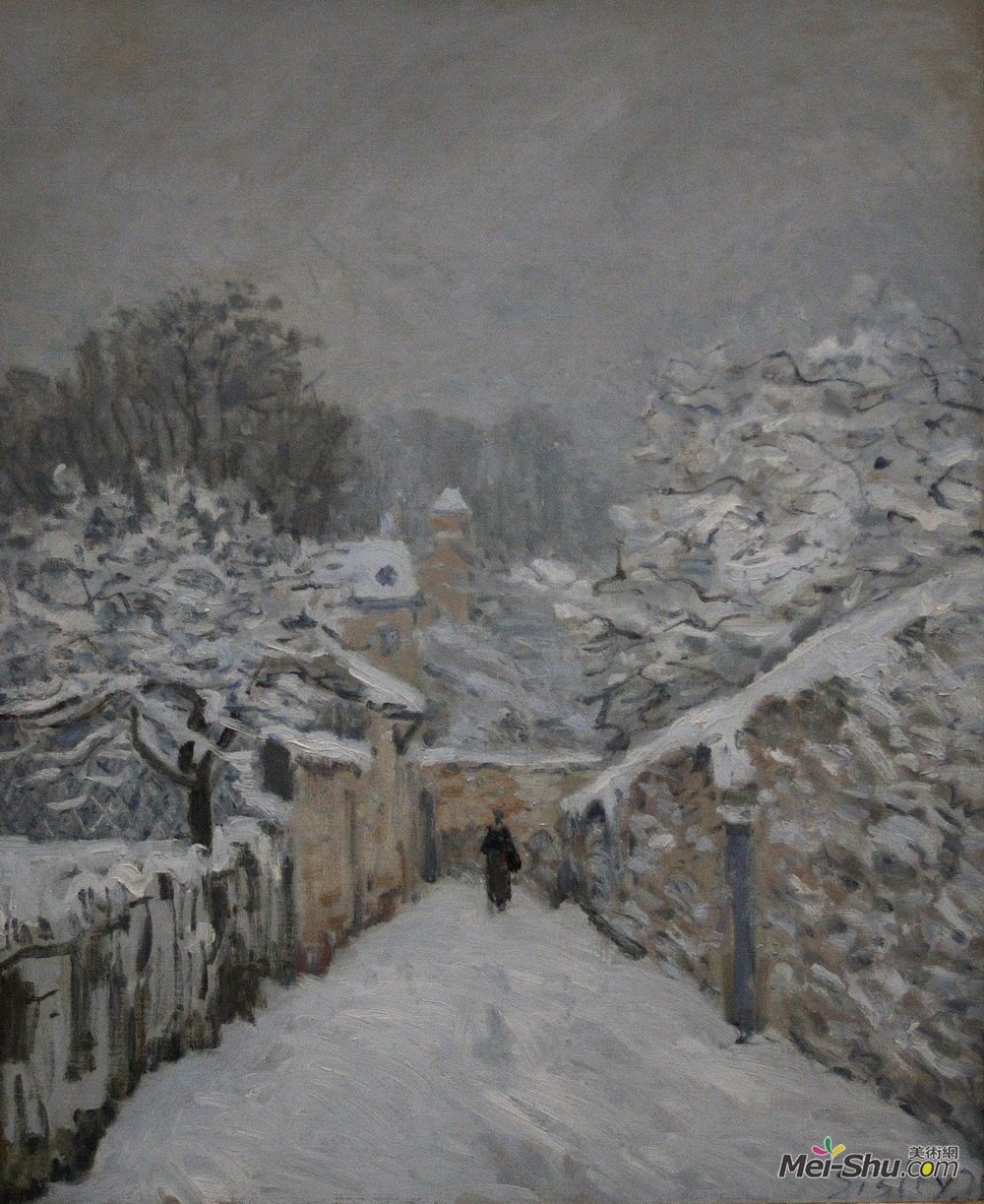 阿尔弗莱德·西斯莱(Alfred Sisley)高清作品《路易威登的雪》