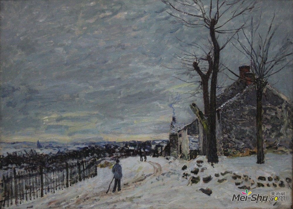 阿尔弗莱德·西斯莱(Alfred Sisley)高清作品《Snowy Weather at Veneux Nadon》