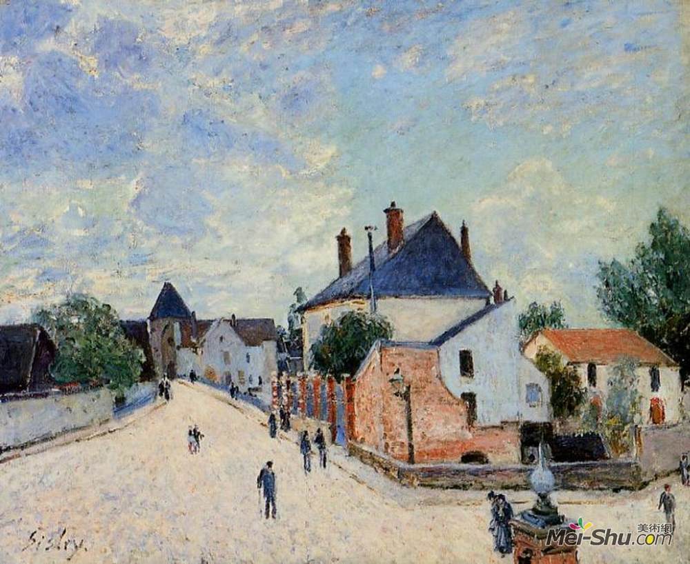 阿尔弗莱德·西斯莱(Alfred Sisley)高清作品《莫雷特街（波格湾大桥对面）》