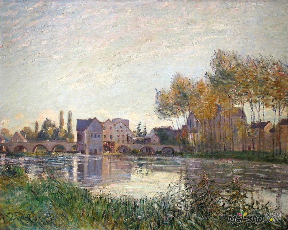 阿尔弗莱德·西斯莱(Alfred Sisley)高清作品《Sunset at Moret》