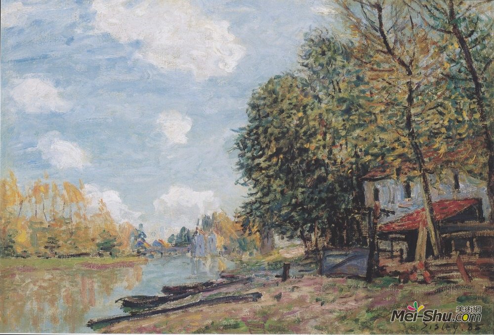 阿尔弗莱德·西斯莱(Alfred Sisley)高清作品《摩洛哥银行》
