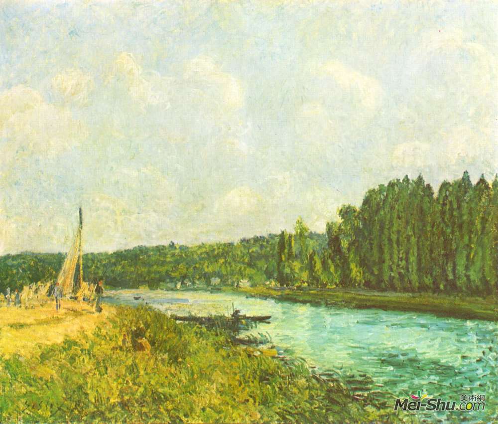 阿尔弗莱德·西斯莱(Alfred Sisley)高清作品《瓦兹银行》