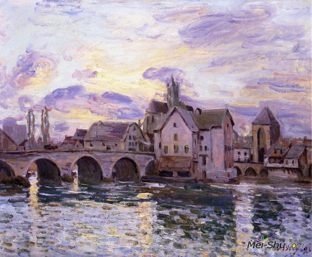 《森塞特莫里特大桥》阿尔弗莱德·西斯莱(alfred sisley)高清作品