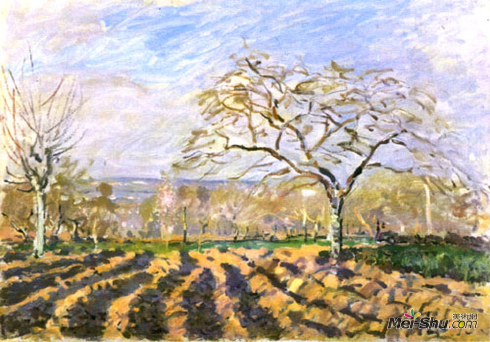 阿尔弗莱德·西斯莱(Alfred Sisley)高清作品《犁沟》