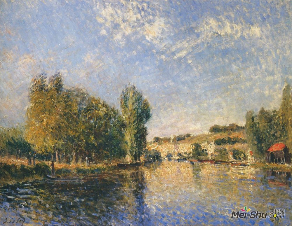 阿尔弗莱德·西斯莱(Alfred Sisley)高清作品《The Loing at Moret》