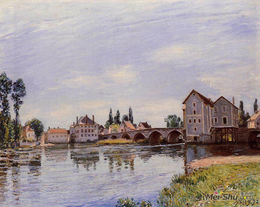 阿尔弗莱德·西斯莱(Alfred Sisley)高清作品《莫里特桥下的流淌》