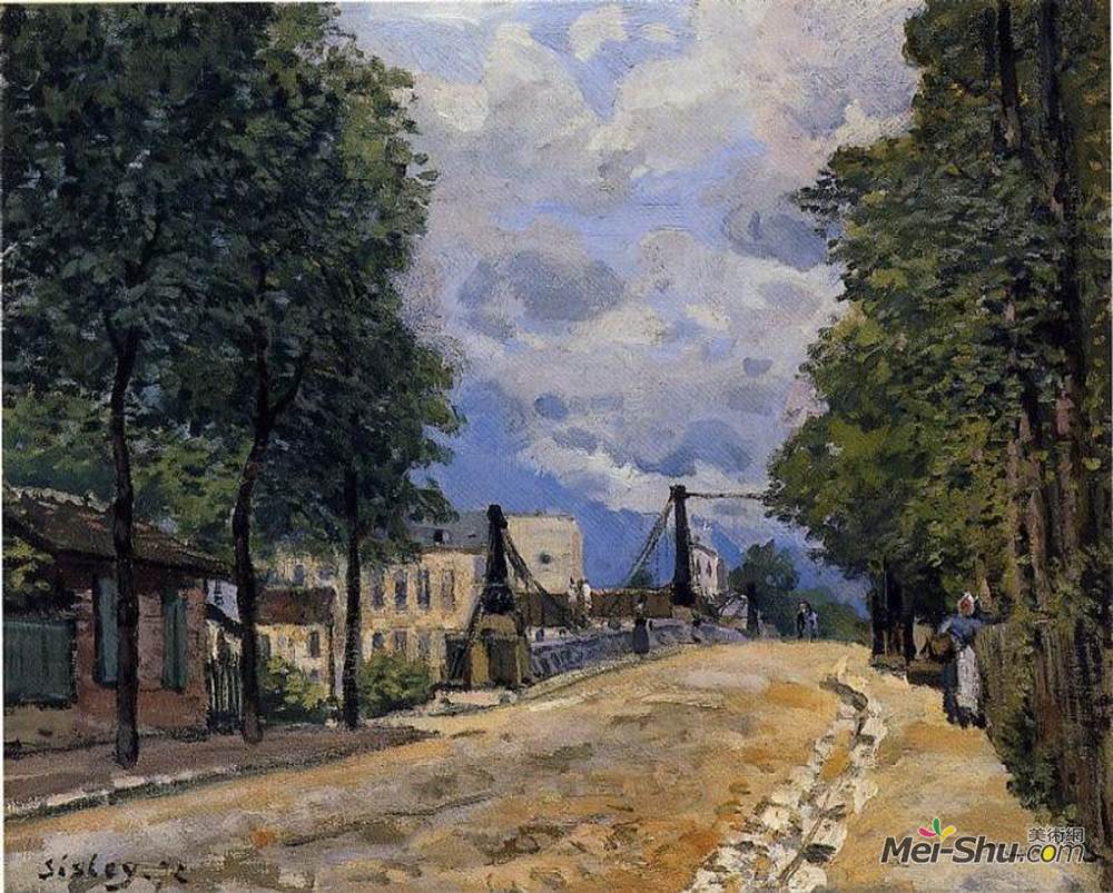 阿尔弗莱德·西斯莱(Alfred Sisley)高清作品《格纳维利耶之路》