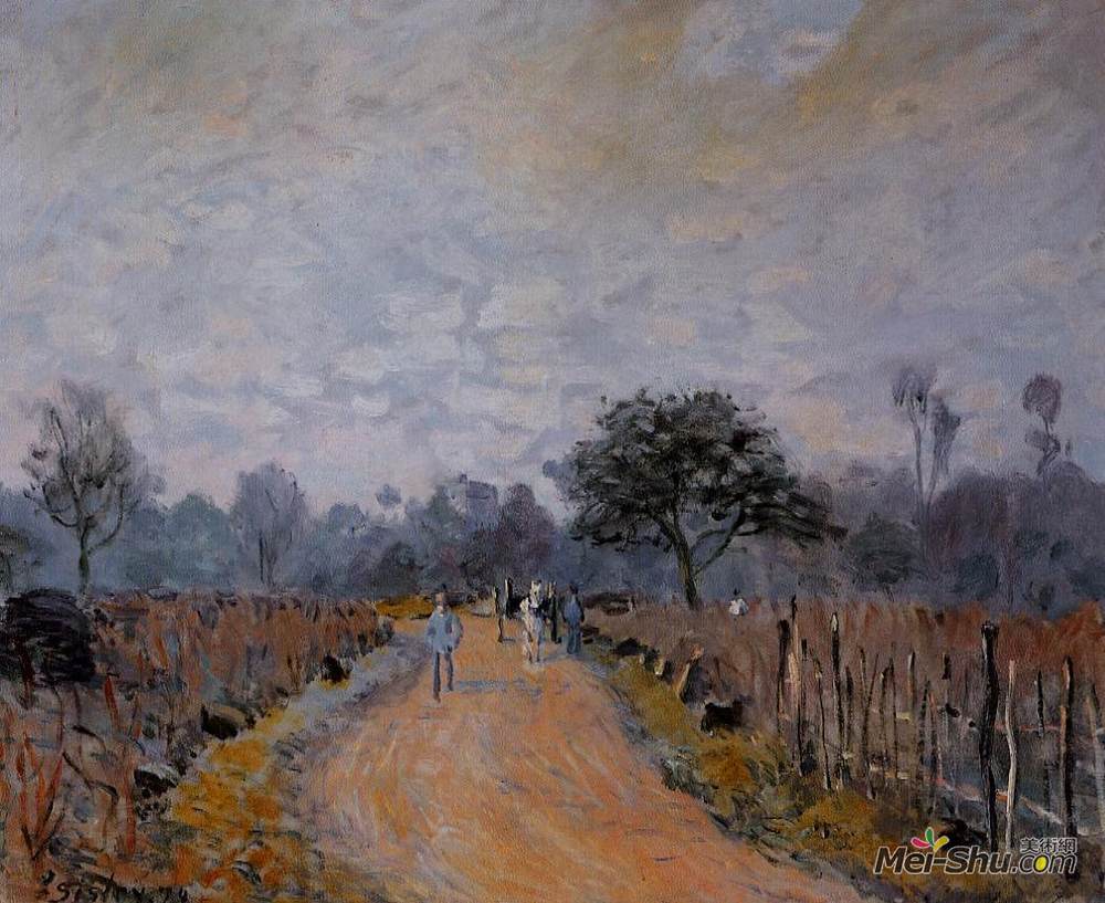 阿尔弗莱德·西斯莱(Alfred Sisley)高清作品《The Road from Prunay to Bougival》