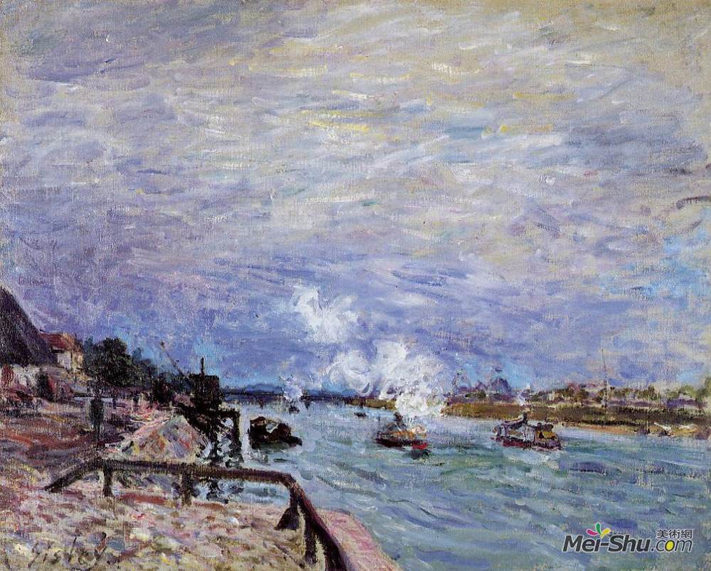 阿尔弗莱德·西斯莱(Alfred Sisley)高清作品《The Seine at Grenelle Rainy Wether》