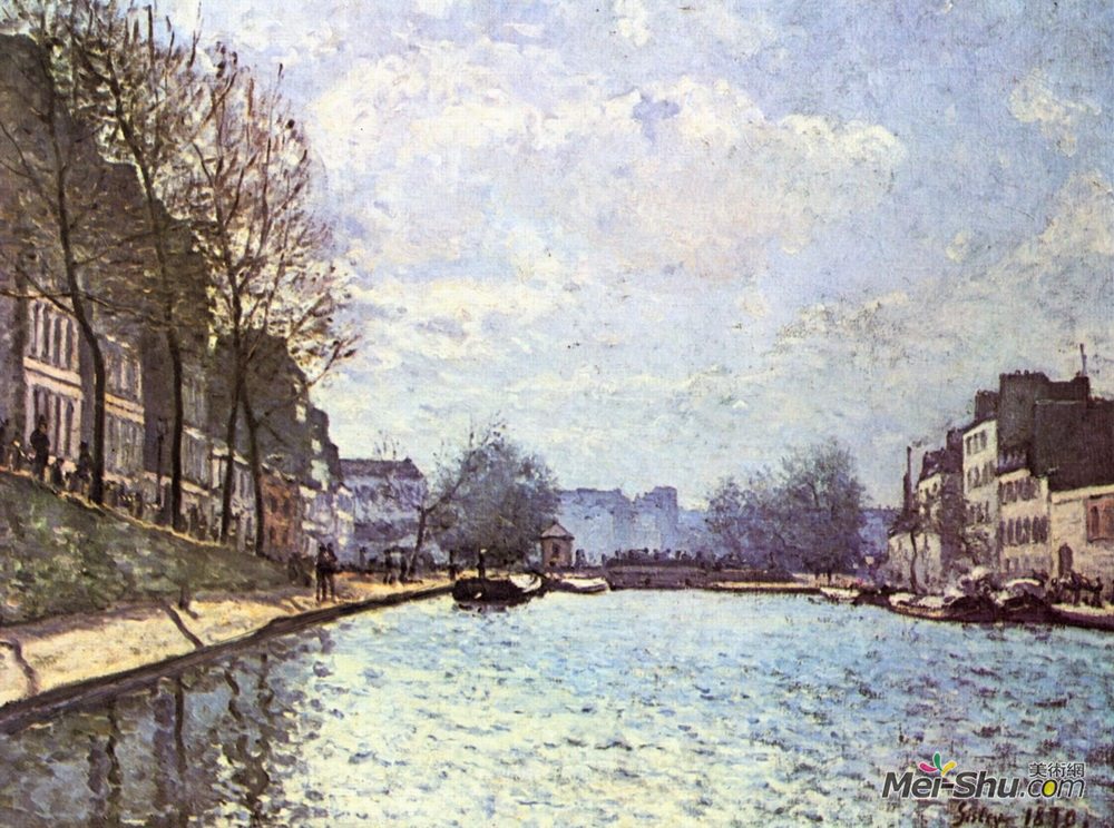 阿尔弗莱德·西斯莱(Alfred Sisley)高清作品《观点的圣马丁运河》