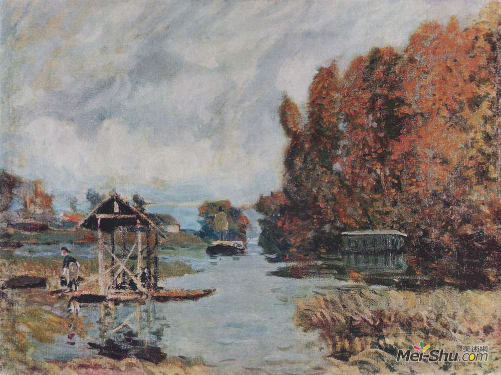 阿尔弗莱德·西斯莱(Alfred Sisley)高清作品《Washerwomen of Bougival》