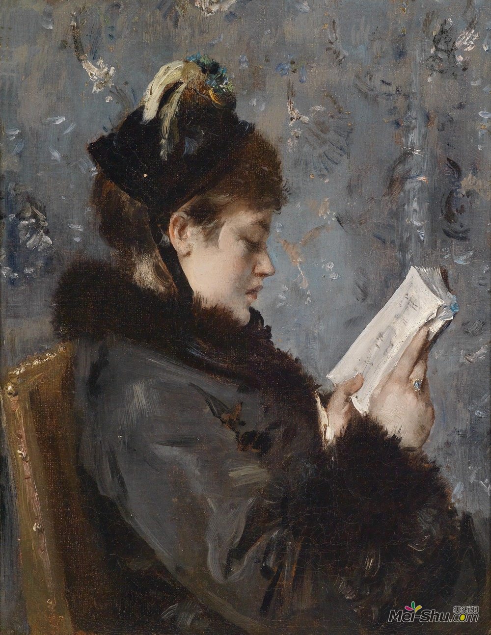 阿尔弗雷德·史蒂文斯(Alfred Stevens)高清作品《一位年轻女士的肖像》