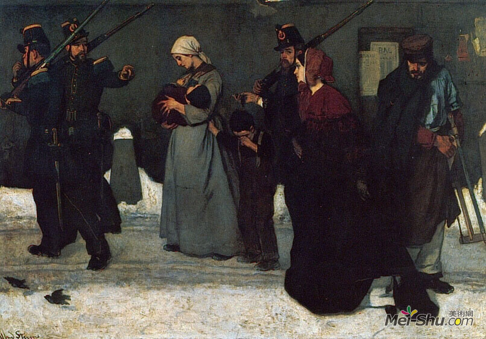 阿尔弗雷德·史蒂文斯(Alfred Stevens)高清作品《所谓的流浪，或者是文森特的猎人》