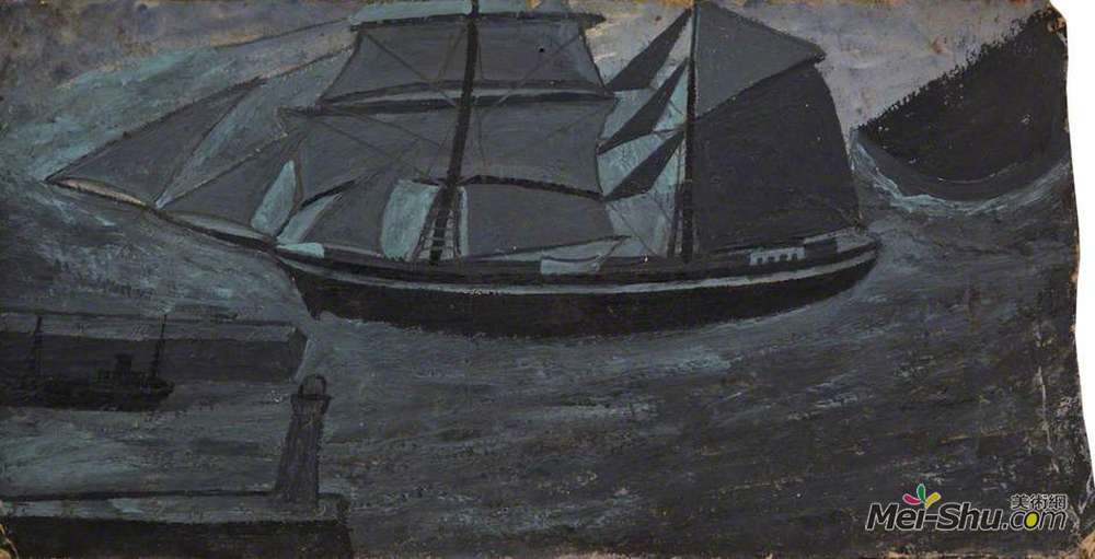 艾尔弗雷德沃利斯(Alfred Wallis)高清作品《灰纵帆船》