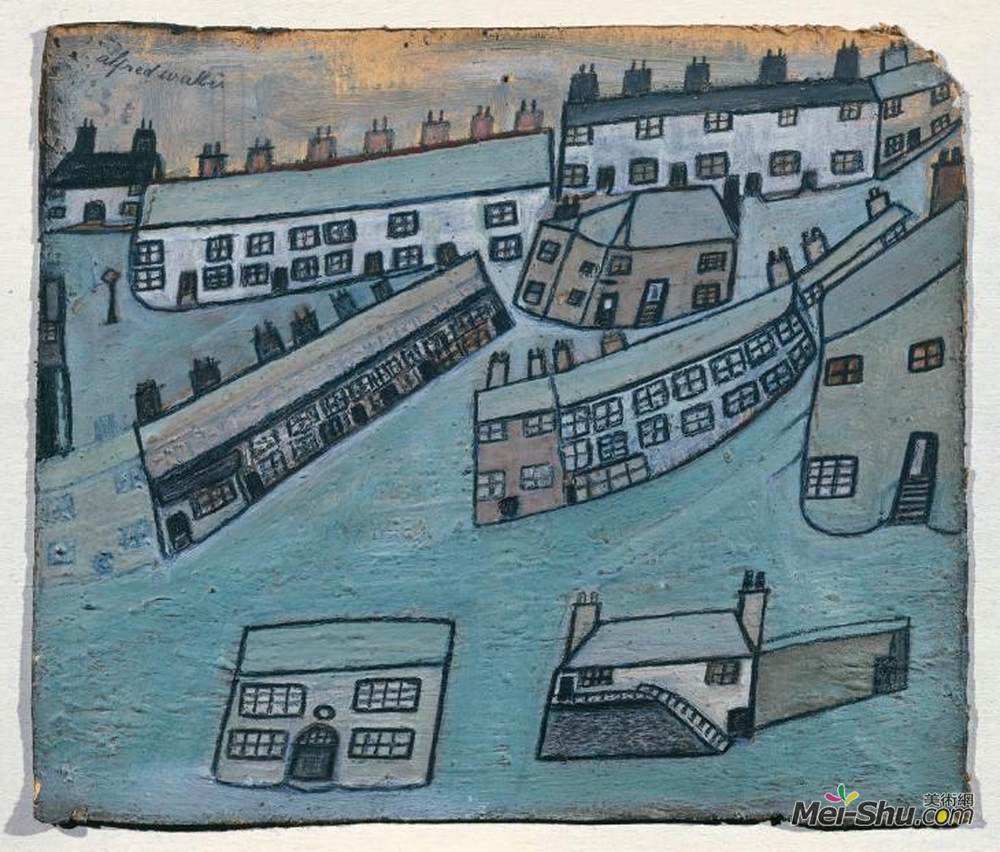 艾尔弗雷德沃利斯(Alfred Wallis)高清作品《康沃尔圣艾夫斯的住宅》
