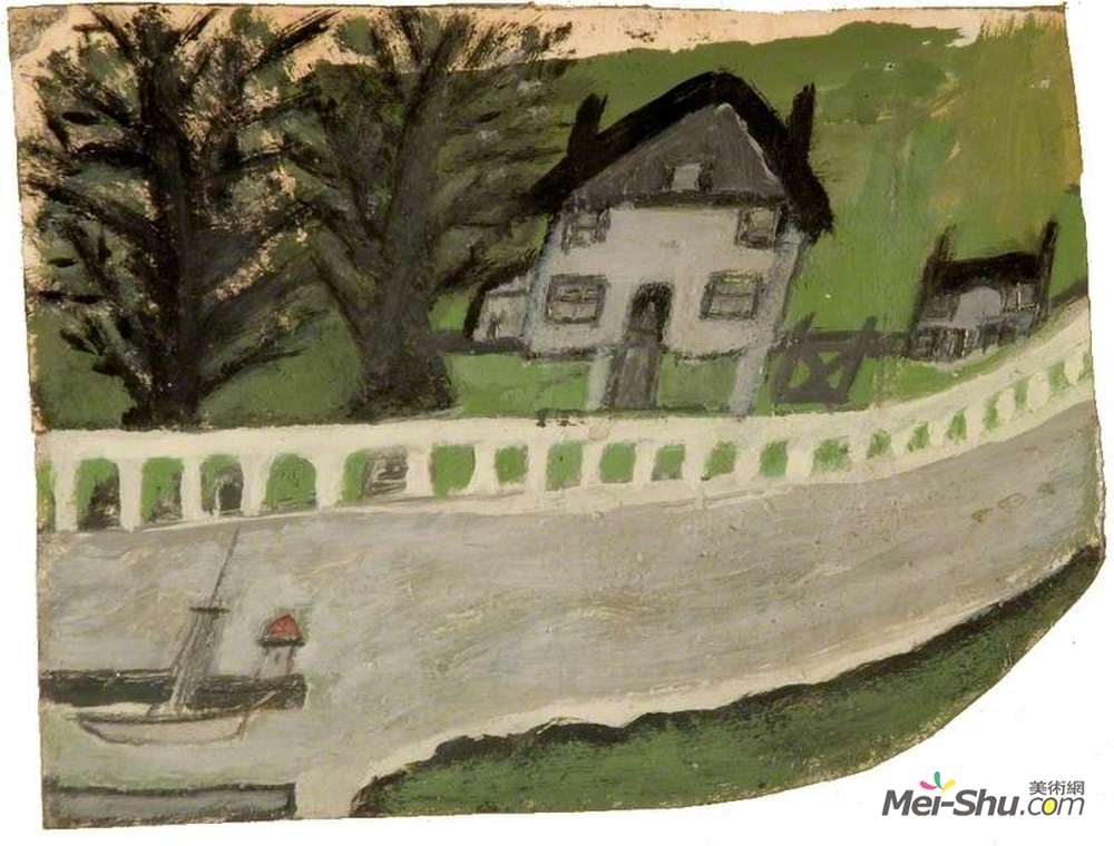 艾尔弗雷德沃利斯(Alfred Wallis)高清作品《有树和树的风景》
