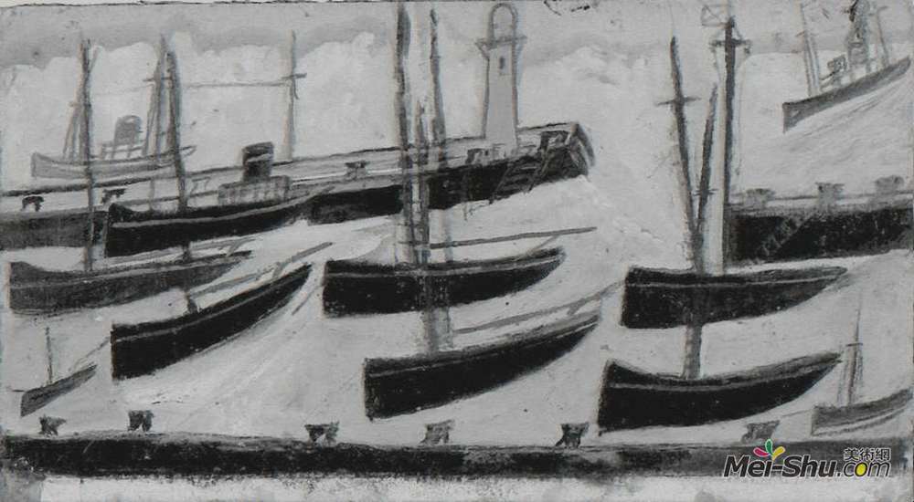 艾尔弗雷德沃利斯(Alfred Wallis)高清作品《九艘船在港口》