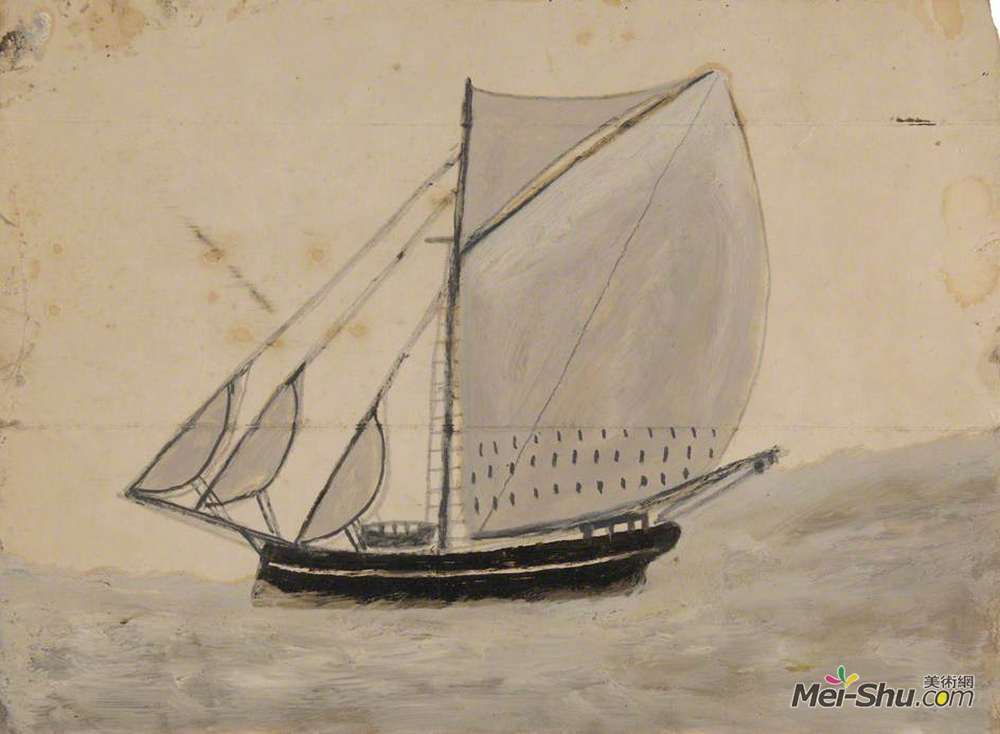 艾尔弗雷德沃利斯(Alfred Wallis)高清作品《法国灰帆帆船》