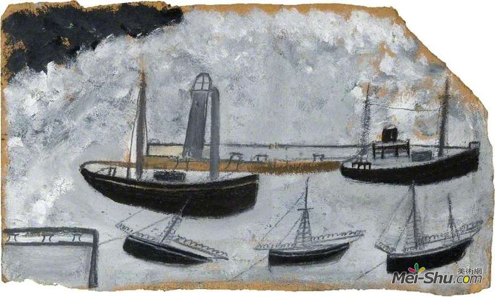艾尔弗雷德沃利斯(Alfred Wallis)高清作品《船在港口》