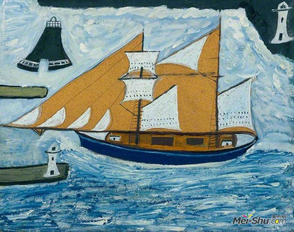 艾尔弗雷德沃利斯(Alfred Wallis)高清作品《蓝色船》