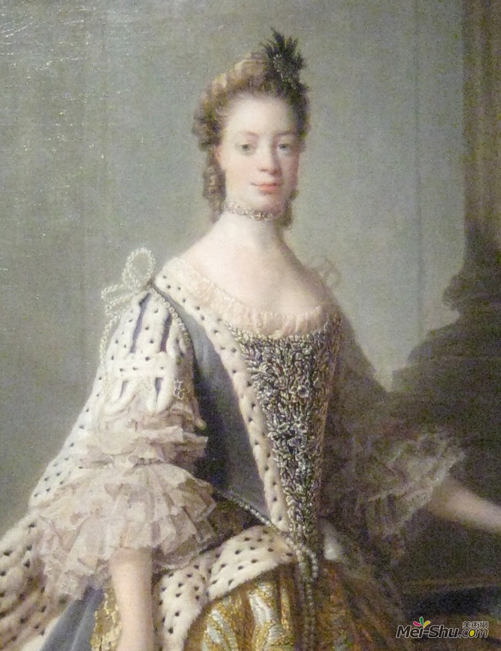 阿兰·雷姆赛(Allan Ramsay)高清作品《Portrait of Sophia Charlotte of Mecklenburg-Strelitz, wife o》