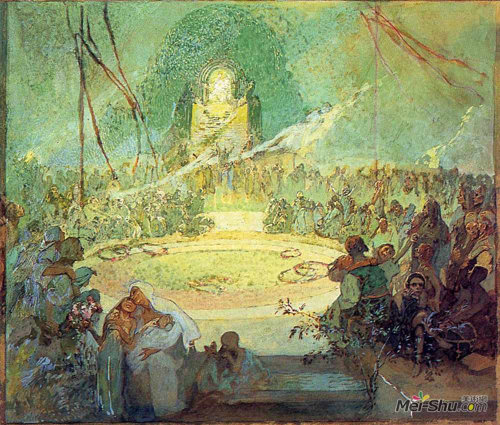 阿尔丰斯·慕夏(Alphonse Mucha)高清作品《爱的时代》