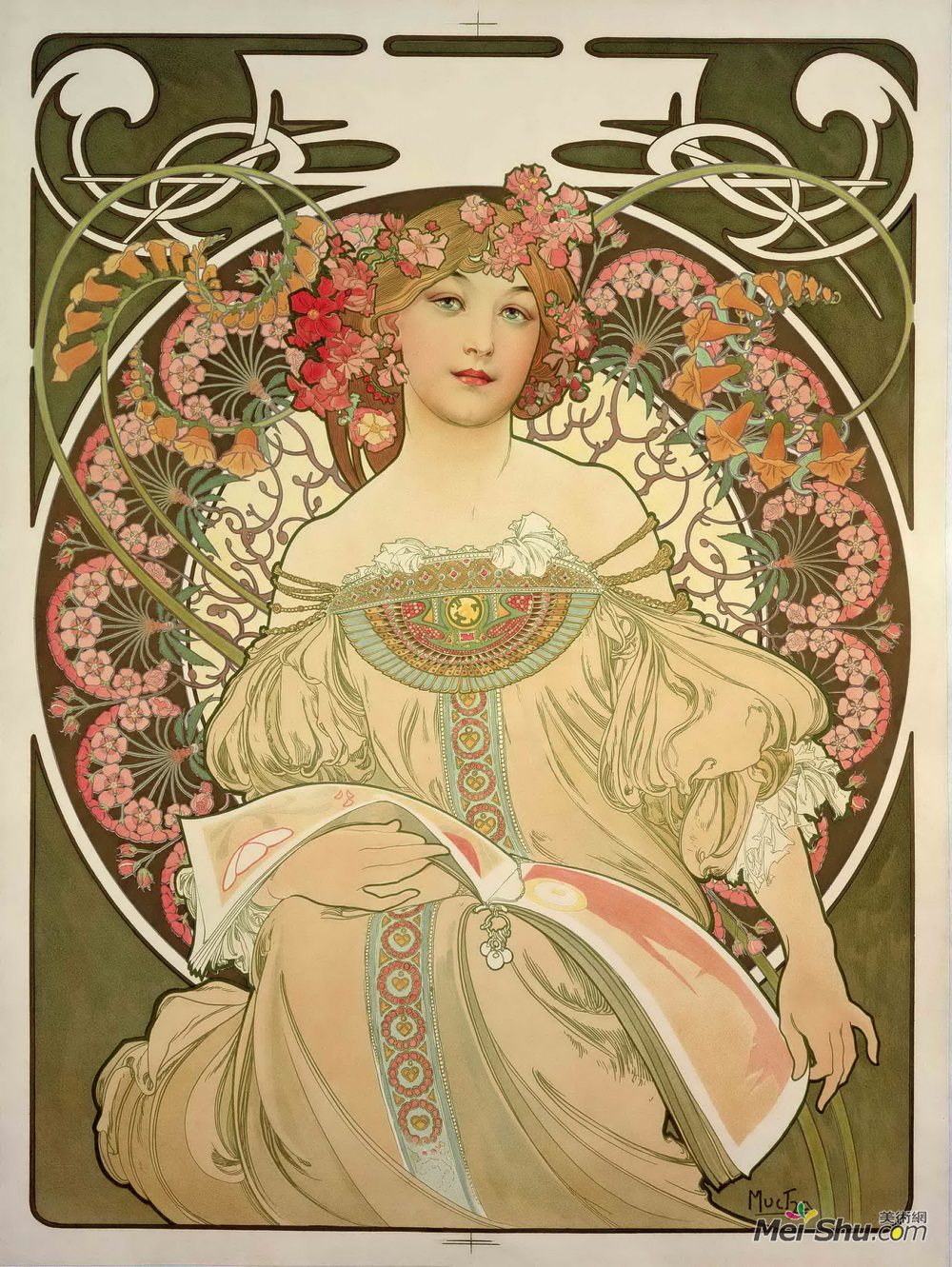 阿尔丰斯·慕夏(Alphonse Mucha)高清作品《香槟打印机发行商》