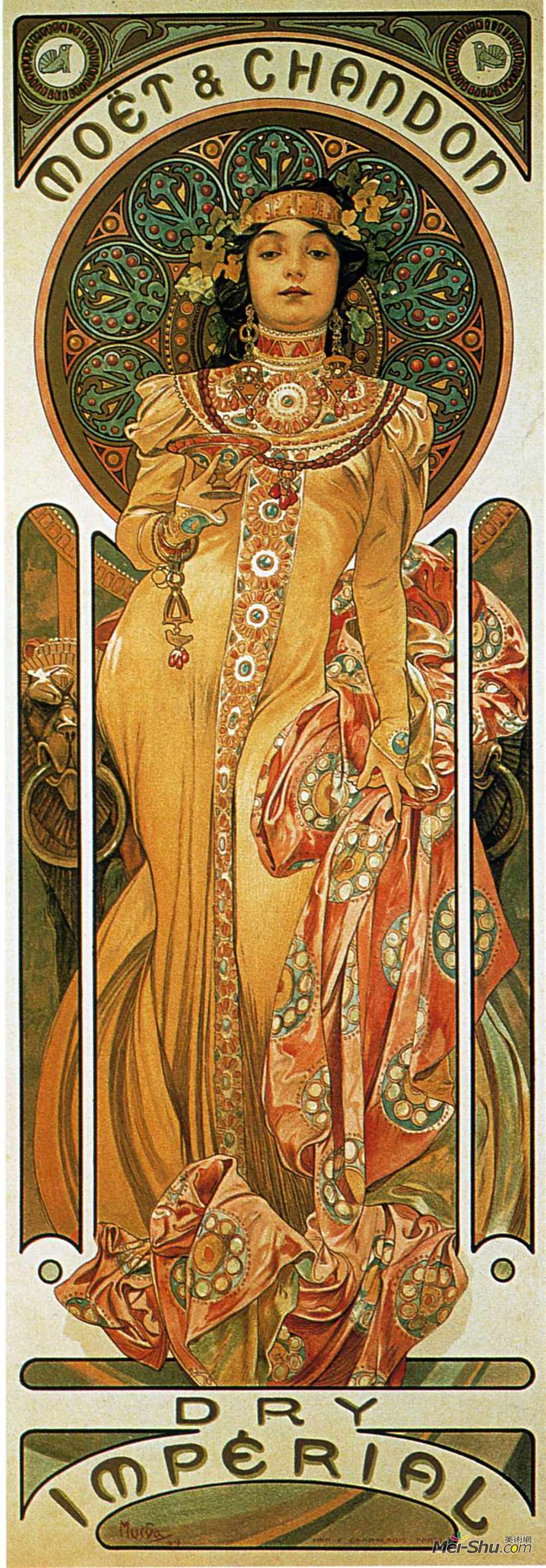 阿尔丰斯·慕夏(Alphonse Mucha)高清作品《阿尔萨斯的帝国香槟》