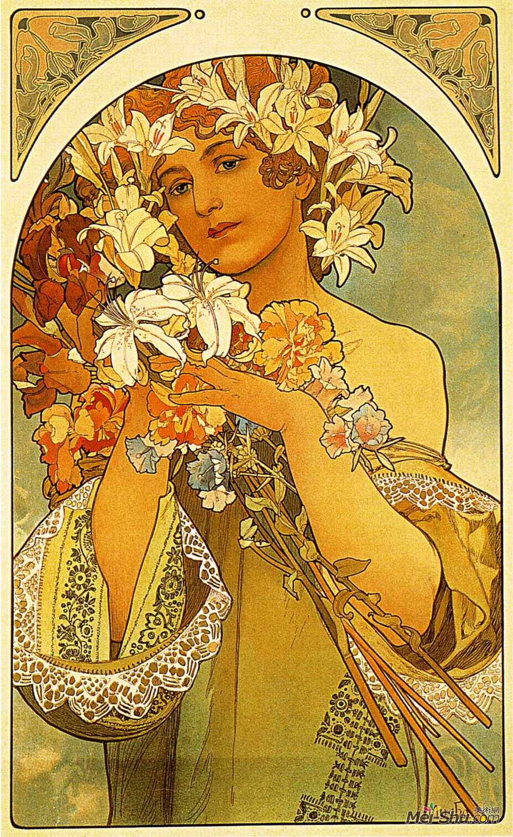 阿尔丰斯·慕夏(Alphonse Mucha)高清作品《花》