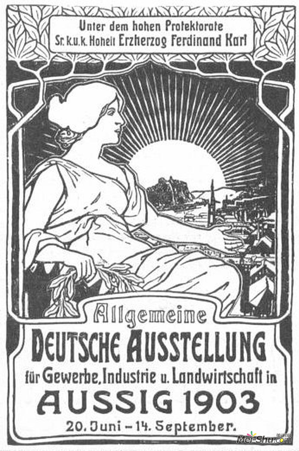 阿尔丰斯·慕夏(Alphonse Mucha)高清作品《德国贸易、工业和农业展览会总海报》