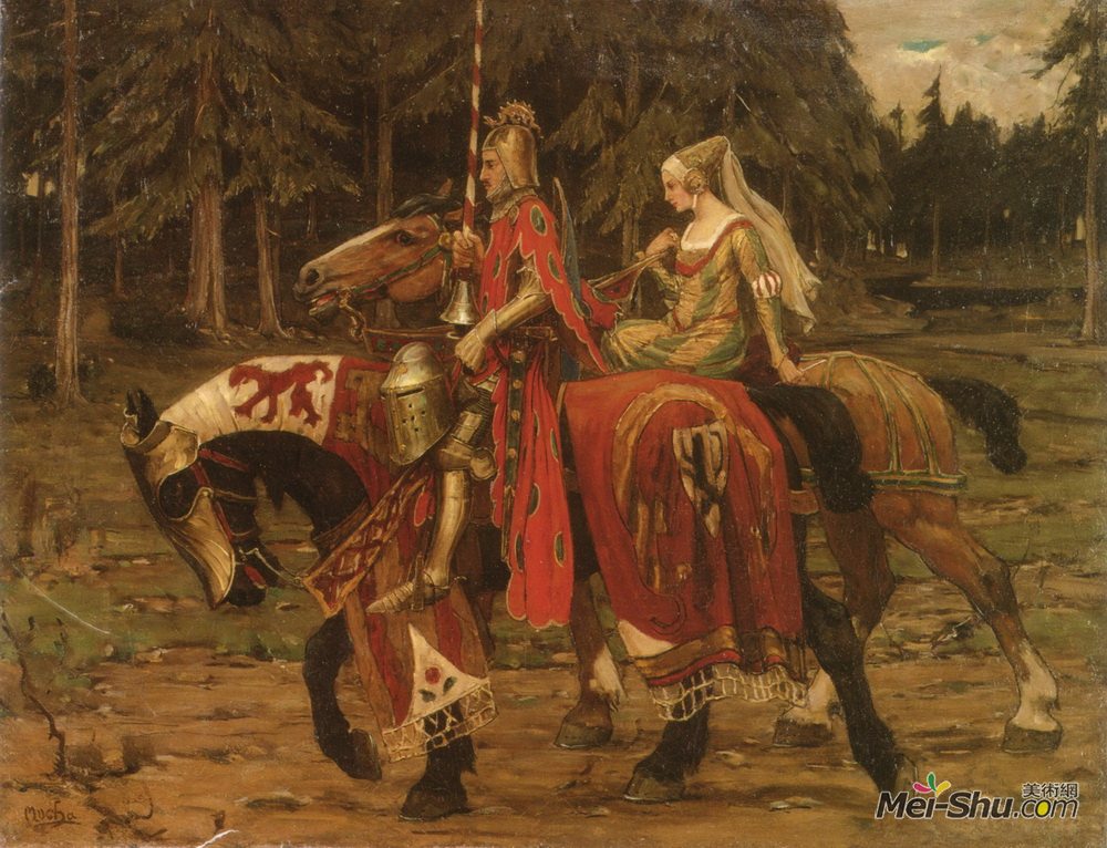 阿尔丰斯·慕夏(Alphonse Mucha)高清作品《纹章骑士精神》