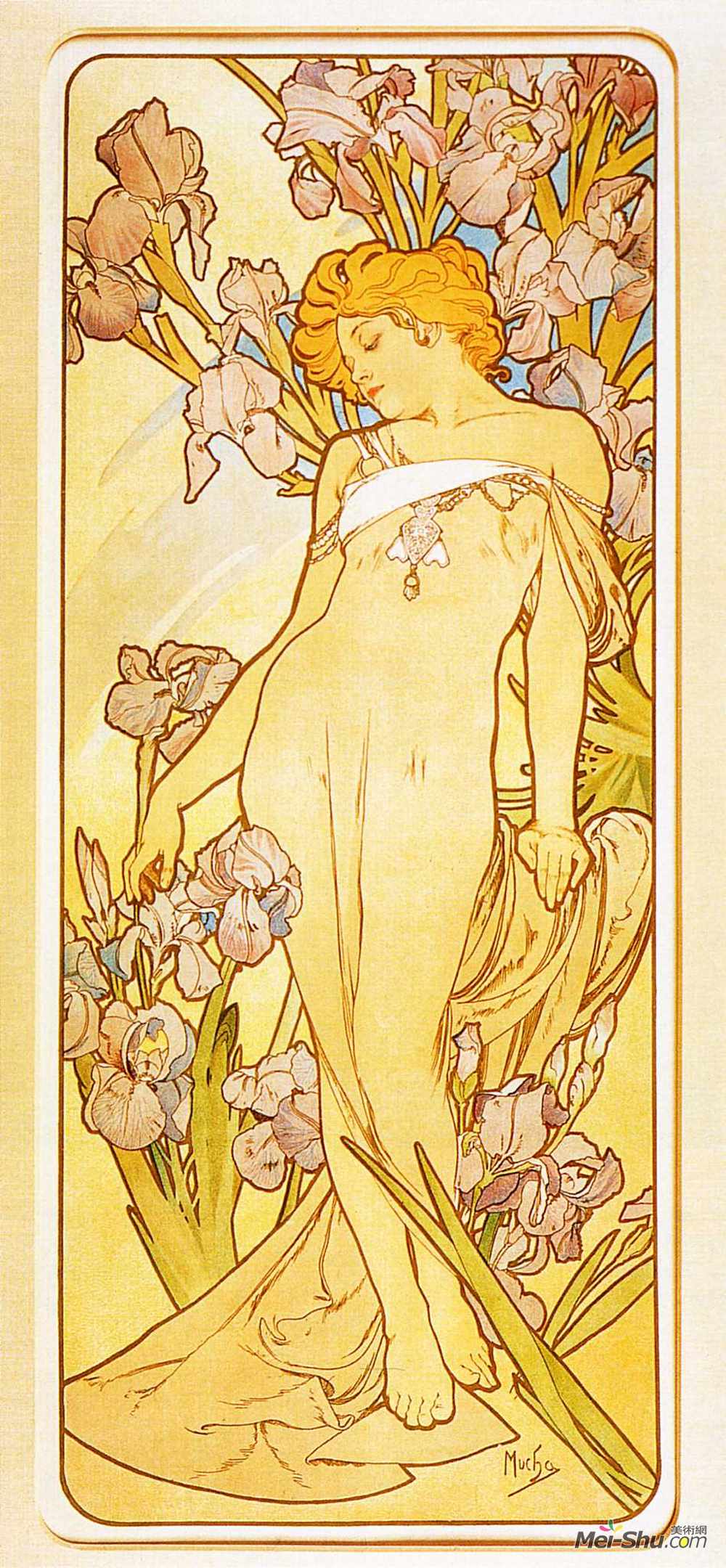 阿尔丰斯·慕夏(Alphonse Mucha)高清作品《鸢尾花》