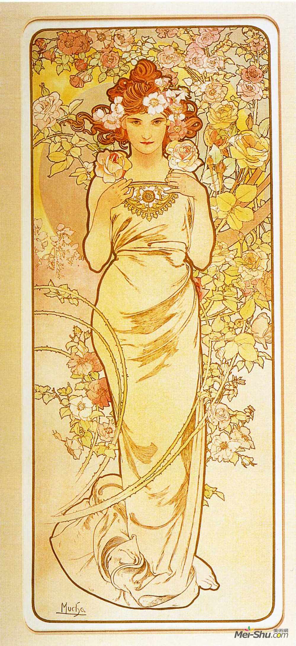 《玫瑰》阿尔丰斯·慕夏(alphonse mucha)高清作品欣赏更多捷克艺术家