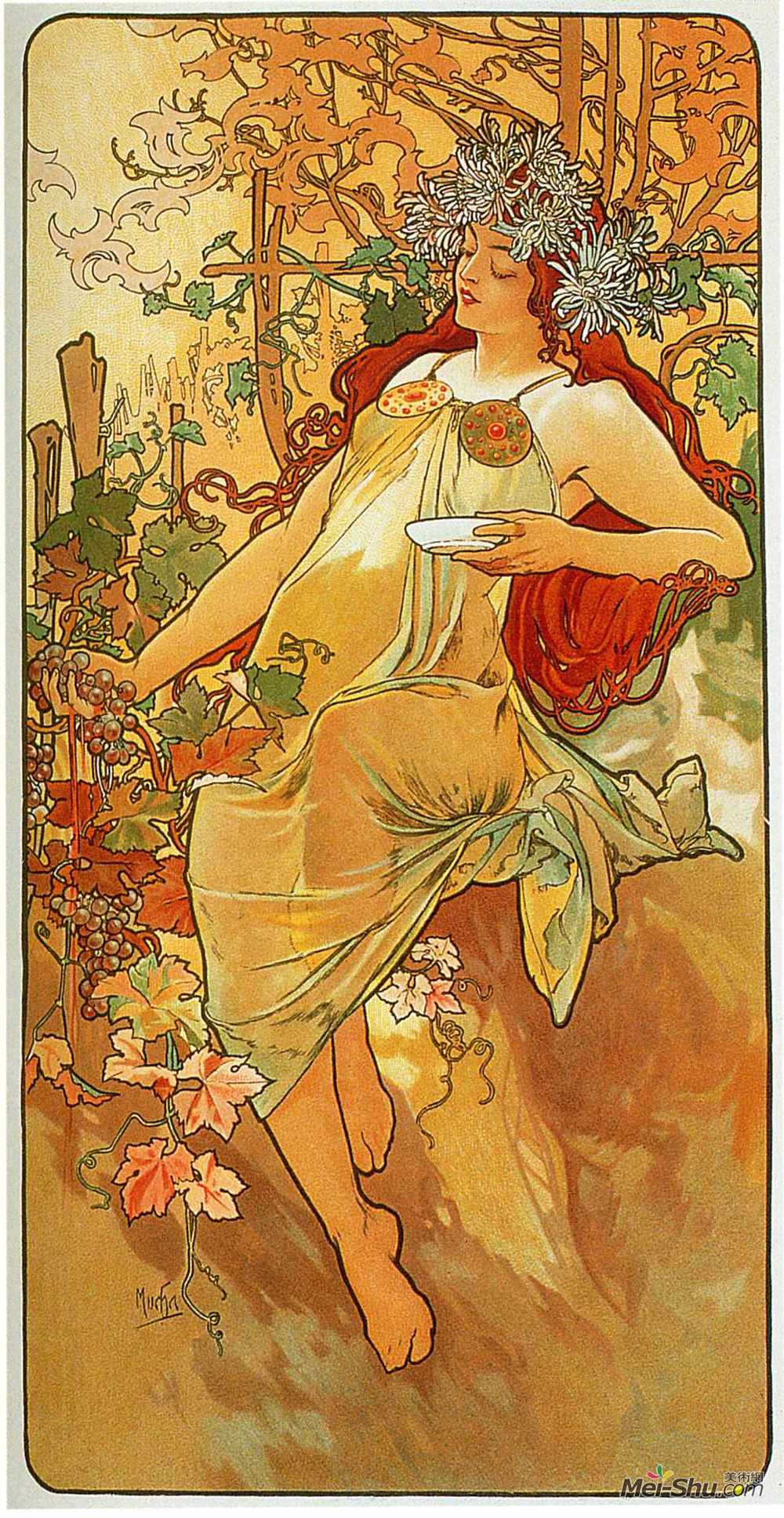 阿尔丰斯·慕夏(Alphonse Mucha)高清作品《秋天》