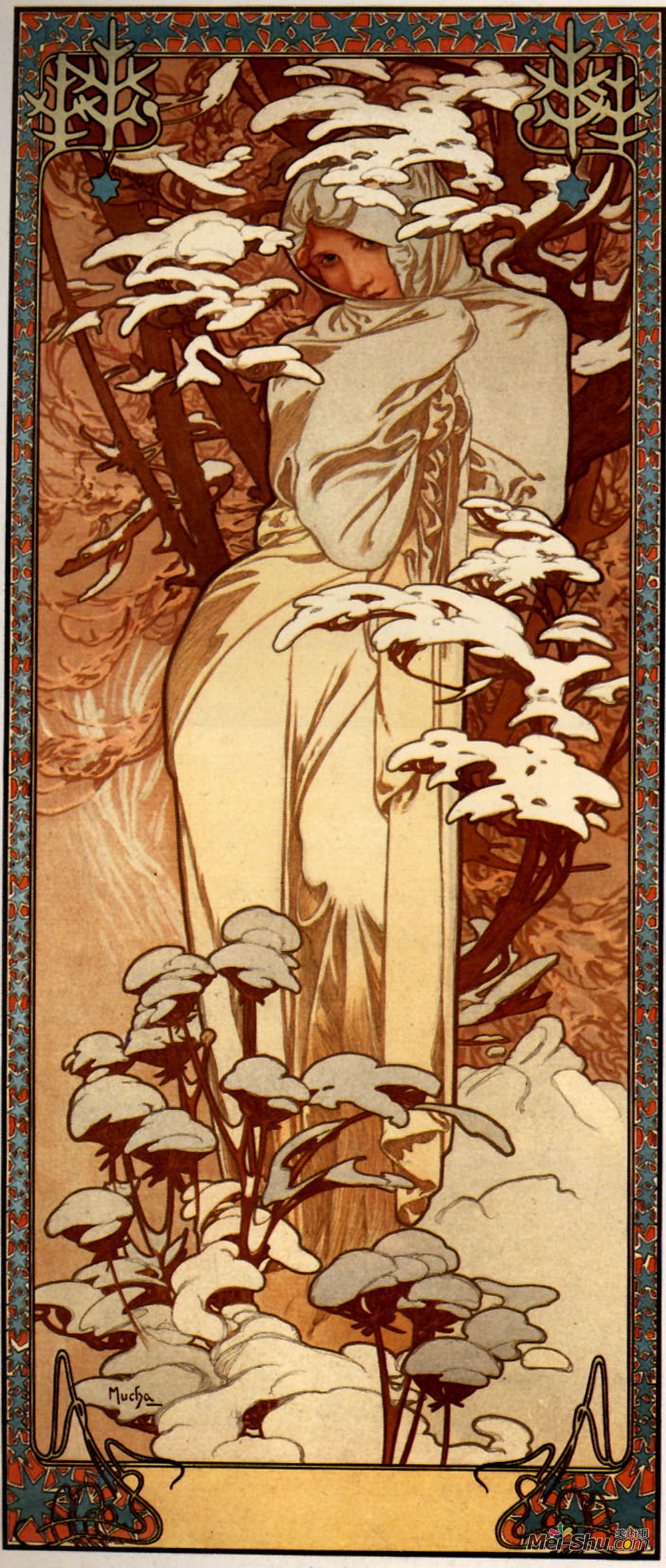 阿尔丰斯·慕夏(Alphonse Mucha)高清作品《冬天》